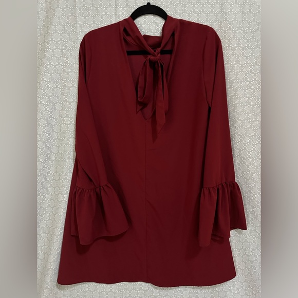 Mod Squad Wine Red Shift Dress, Size Large - Picture 2 of 5